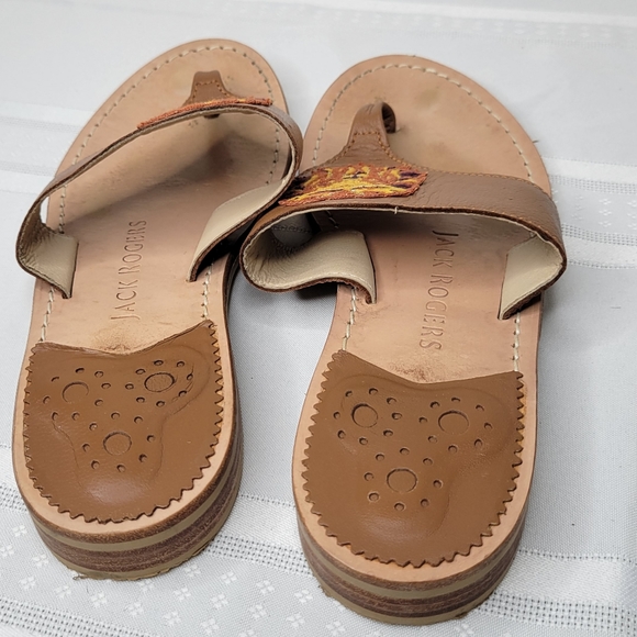 Jack Rogers Luggage Leo Embroidery Leather Sanda size 8 Sandals Made in … - Picture 14 of 16